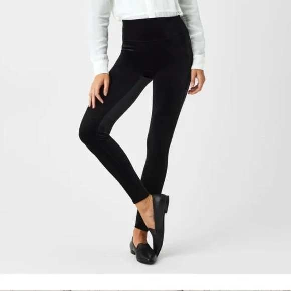 SPANX Pants - SPANX Black Velvet High Waisted Stretch Shaping Leggings Pants Womens Size Small